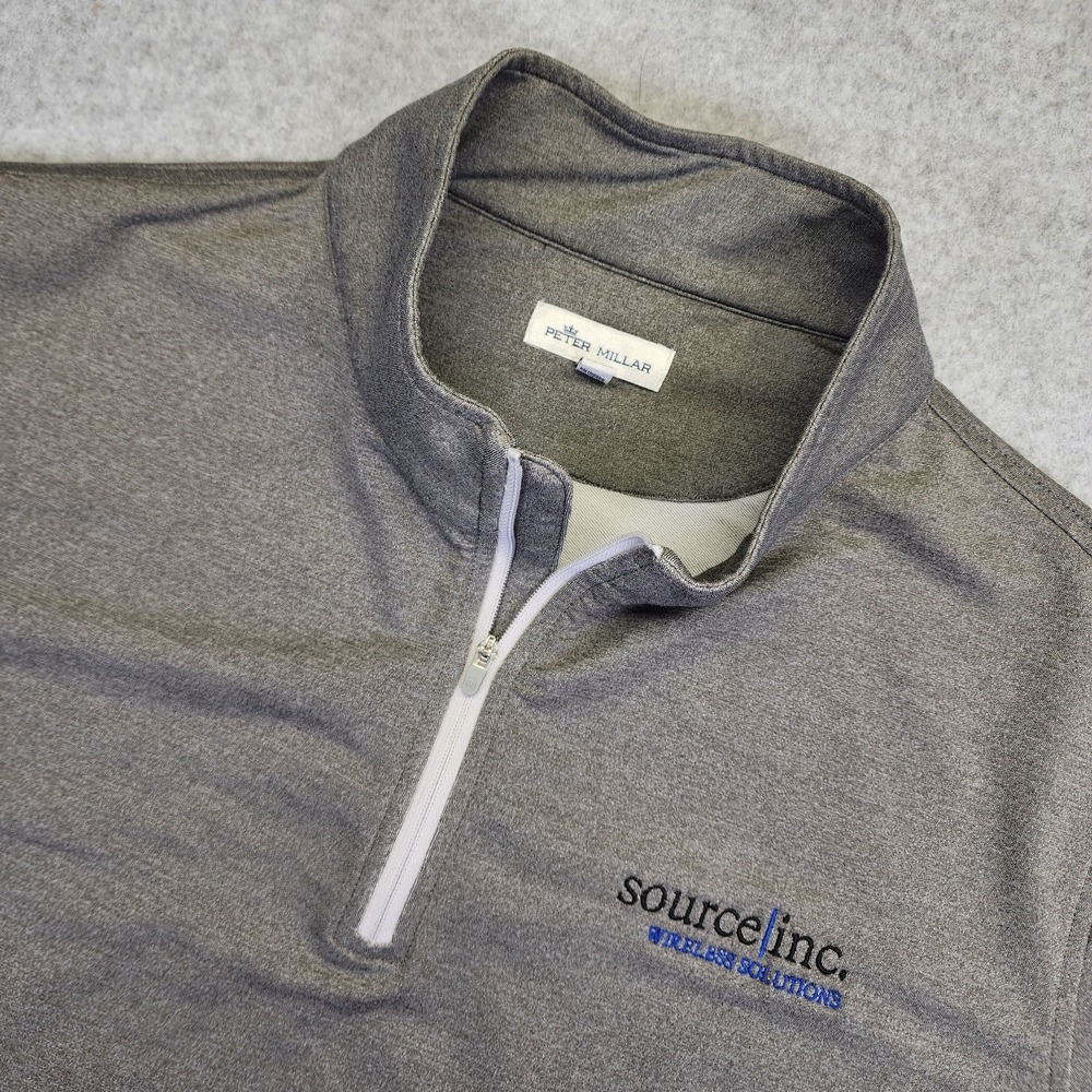 Peter Millar Perth Melange Performance 1/4 Zip‎ Mens XL Pullover Gray Stretch